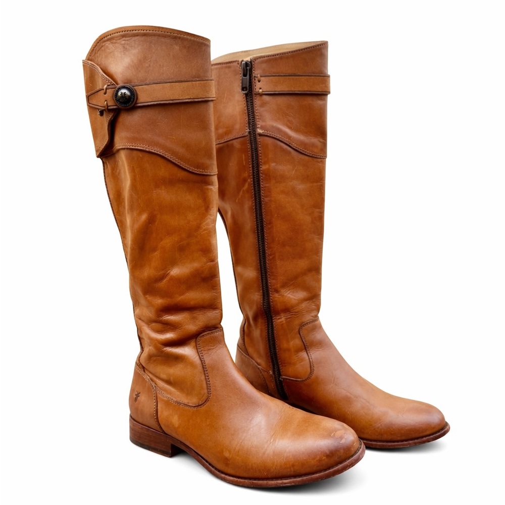 Frye Molly Button Tall Riding‎ Boots Women’s Size 6 Cognac Leather